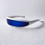 Sci-Fi Damglasögon – Vit Ram med Blå Linser