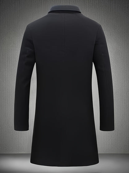 Miesten takki mustana – klassinen syys-/talvitakki lovikauluksella