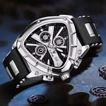 Klocka Tobias (herrklocka i guldfärg med kronograf & svart silikonarmband)