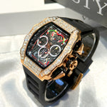 Klocka Kristoffer (automatisk herrklocka i vinfat-design med datum & vattenskydd)