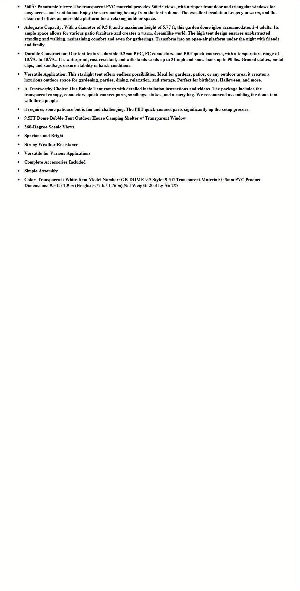 Transparent Bubbelcampingtält för Utomhusbruk