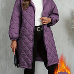Quiltad jacka dam – elegant lila med huva & dragkedja