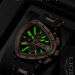 Klocka Per (herrklocka med polygonal design, kalender & nattbelysning)