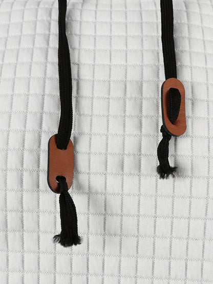 Bohemisk hoodie herr – rutigt långärmad pullover med orange detaljer