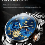 Klocka Andreas (klassisk herrklocka i stål med romerska siffror & månfas)