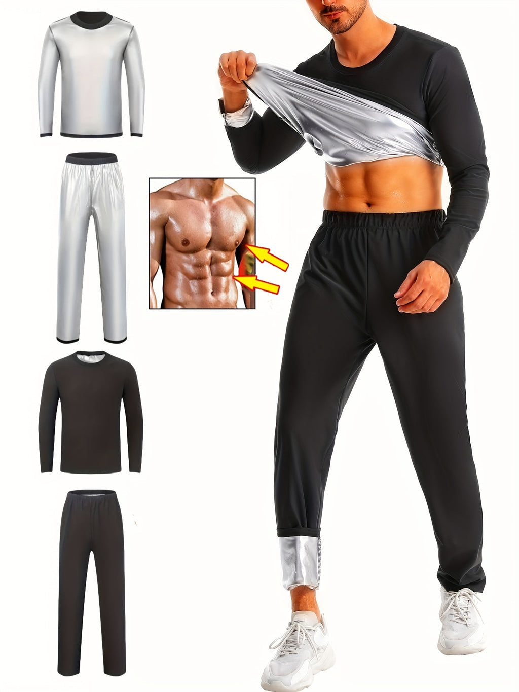 Svett Set™ – 2-delat Träningsset med Långärmat & Byxor