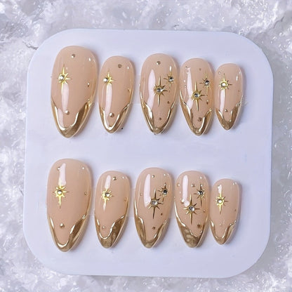 GoldenBurst™ – Lyxiga Guldnaglar med Stjärndesign (10-pack)