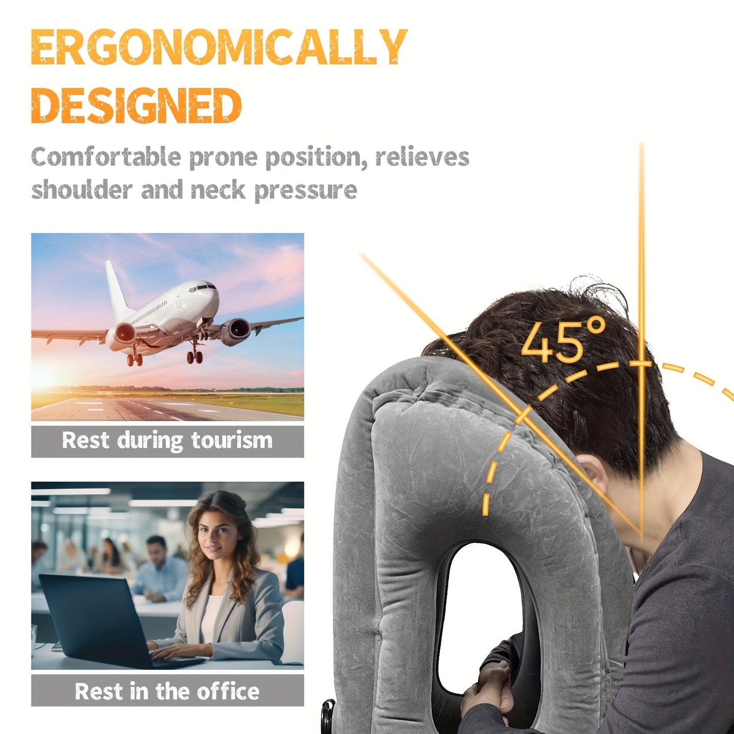 Ilmatäytteinen matkatyyny niskatuella 