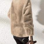 Damjacka röd – mjuk fuskpäls med dragkedja