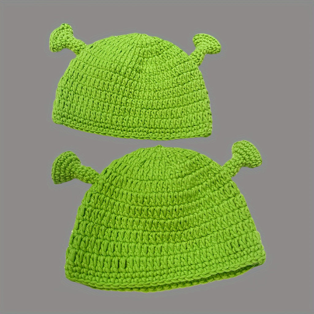 Froggy Mössa, Grön Virkad Vintermössa, Unisex