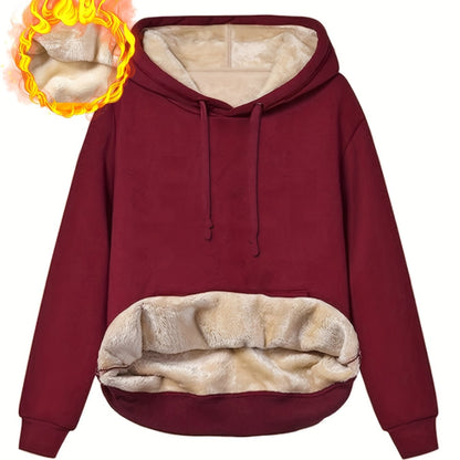 Fleecefodrad hoodie dam – grå med huva & magficka