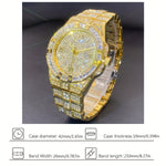 Klocka Stefan (herrklocka i guldfärg med romerska siffror & strassdetaljer)