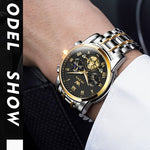 Klocka Andreas (klassisk herrklocka i stål med romerska siffror & månfas)