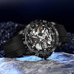 Klocka Patrik (automatisk herrklocka med håldesign & silikonarmband)