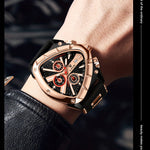 Klocka Per (herrklocka med polygonal design, kalender & nattbelysning)