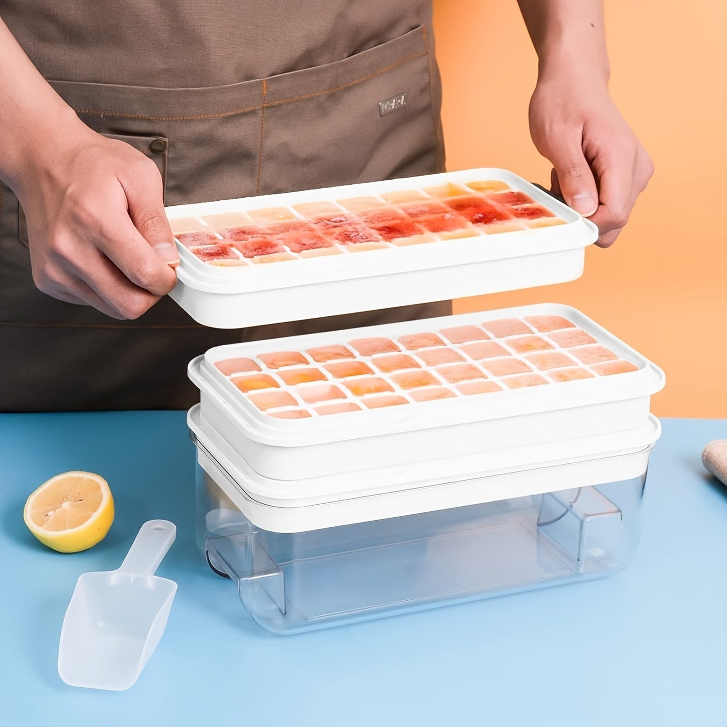 Frys med Isbitsformar och Isbehållare, 2-Lagers