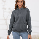 Fleecefodrad hoodie dam – grå med huva & magficka