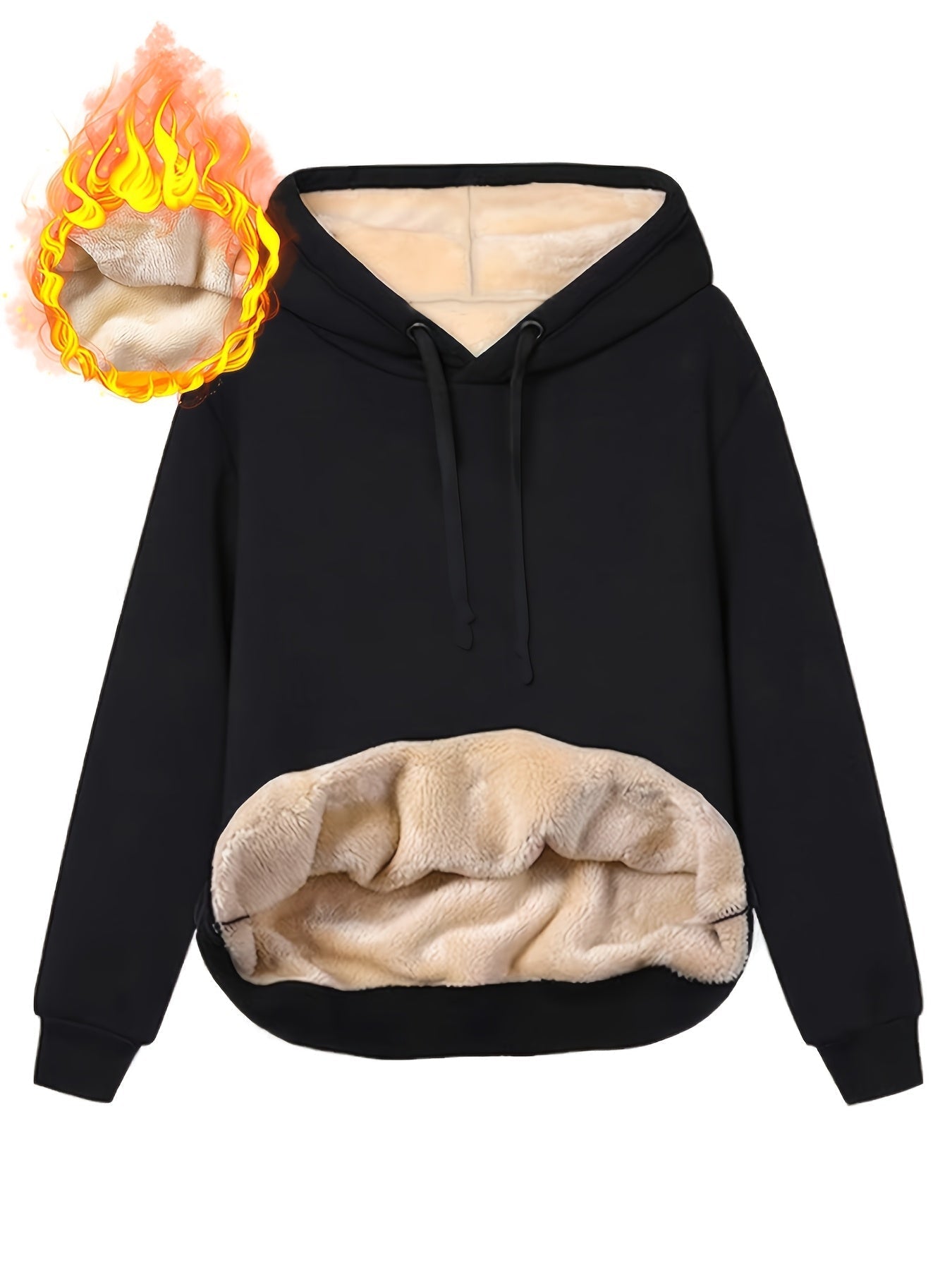 Fleecefodrad hoodie dam – grå med huva & magficka