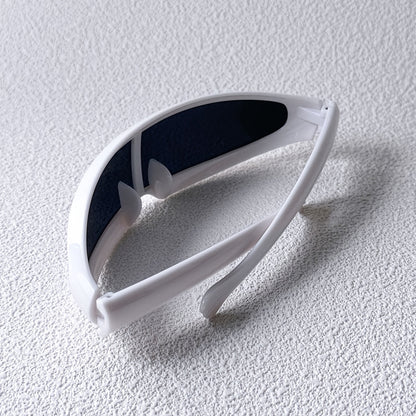 Sci-Fi Damglasögon – Vit Ram med Blå Linser