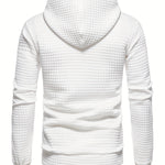 Bohemisk hoodie herr – rutigt långärmad pullover med orange detaljer