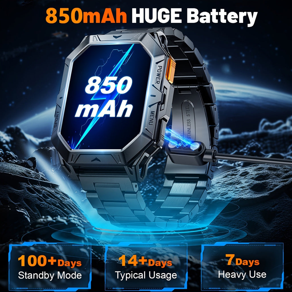 Älykello Oskar (AMOLED-miesten kello, jossa puhelut, kompassi ja pitkä akunkesto)