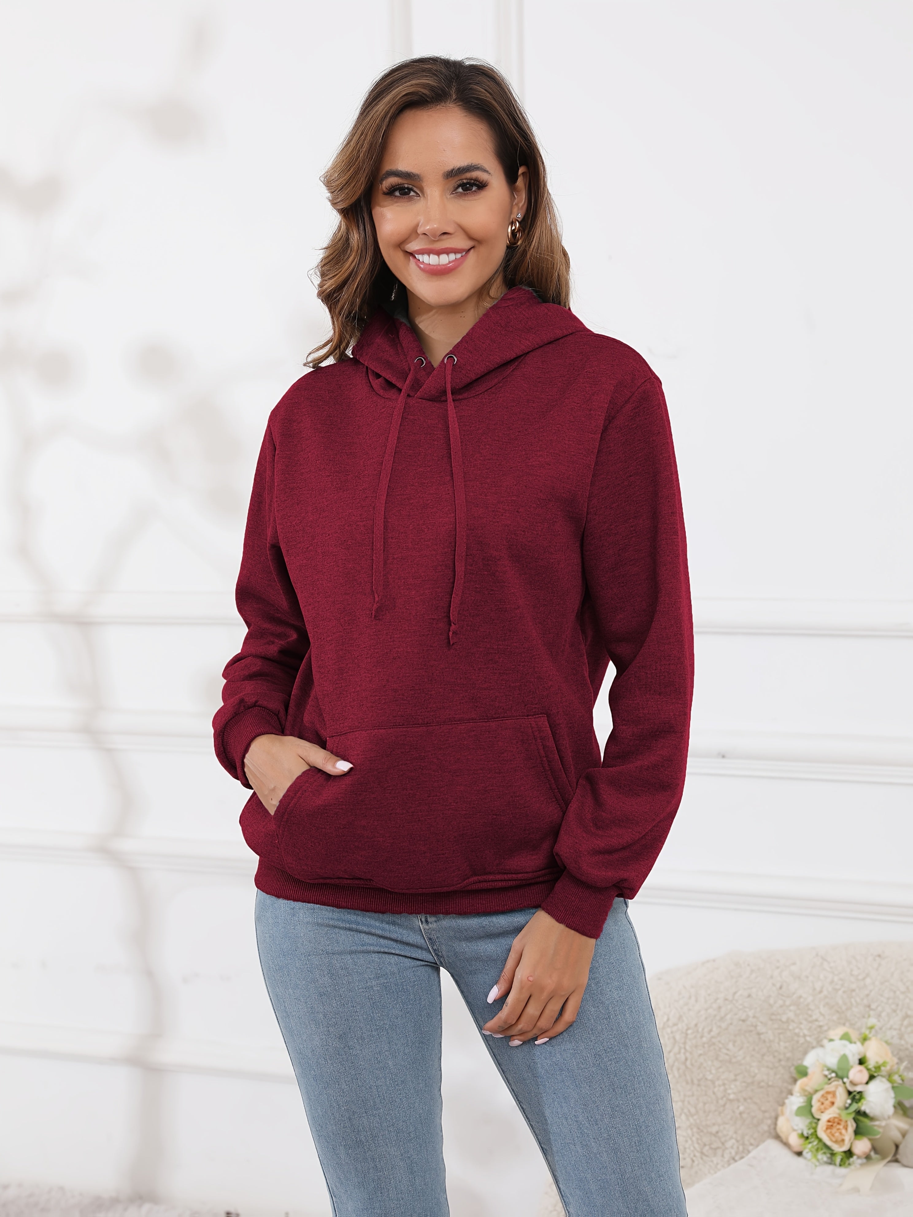 Fleecefodrad hoodie dam – grå med huva & magficka