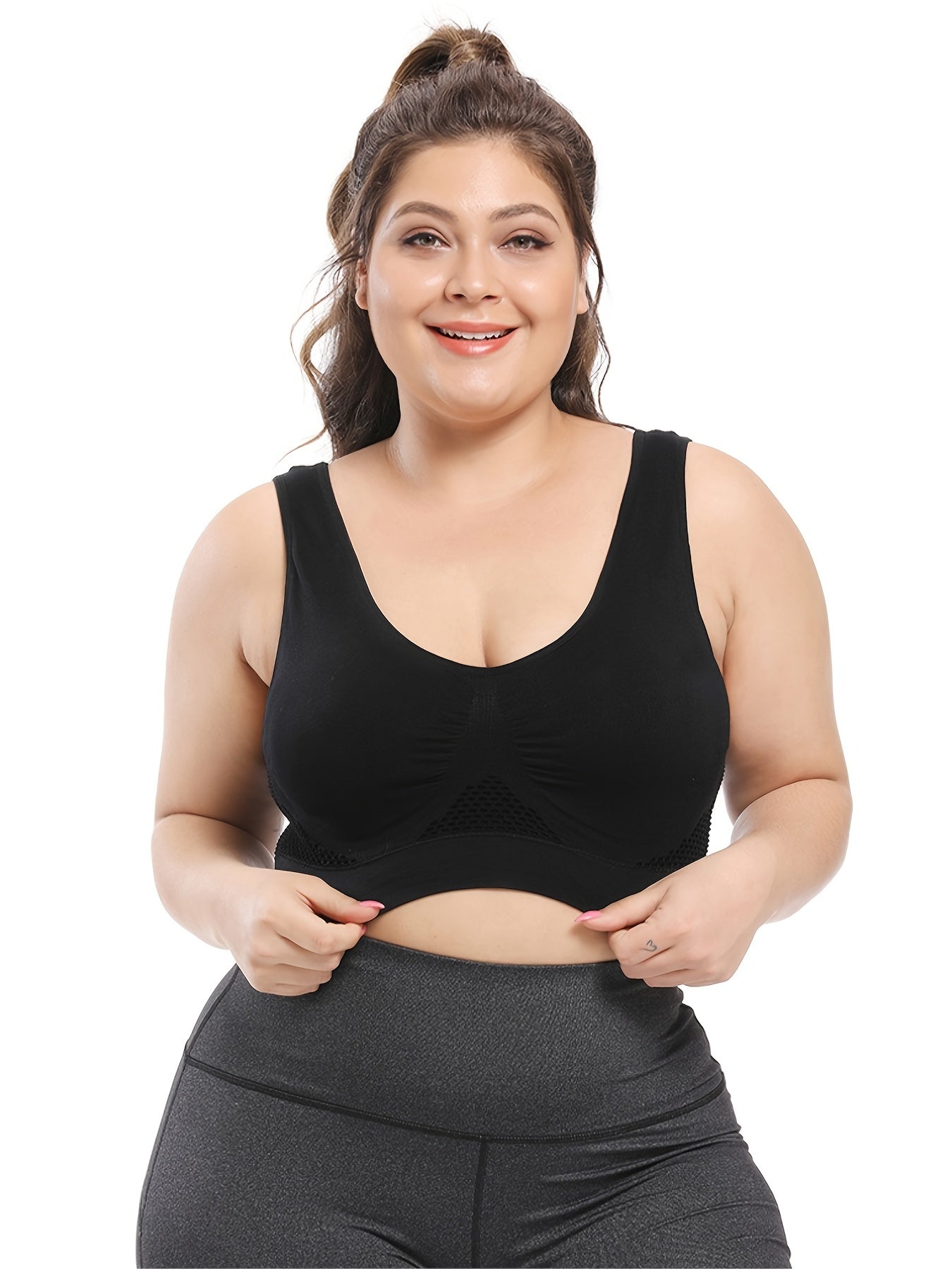 Sömlös sport-bh plus size – andningsbar med push-up & uttagbara inlägg