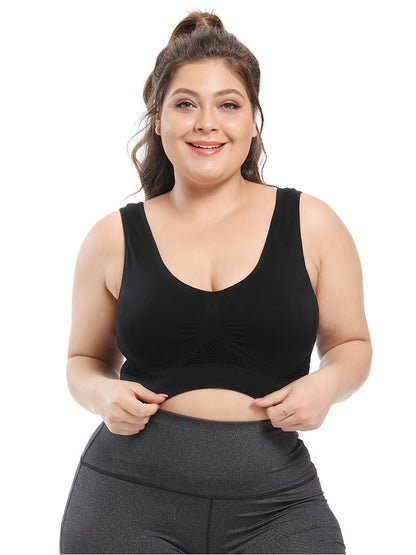 Sömlös sport-bh plus size – andningsbar med push-up & uttagbara inlägg