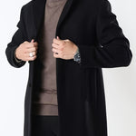 Herrkappa i Svart – Klassisk Höst/Vinterrock med Notchkrage