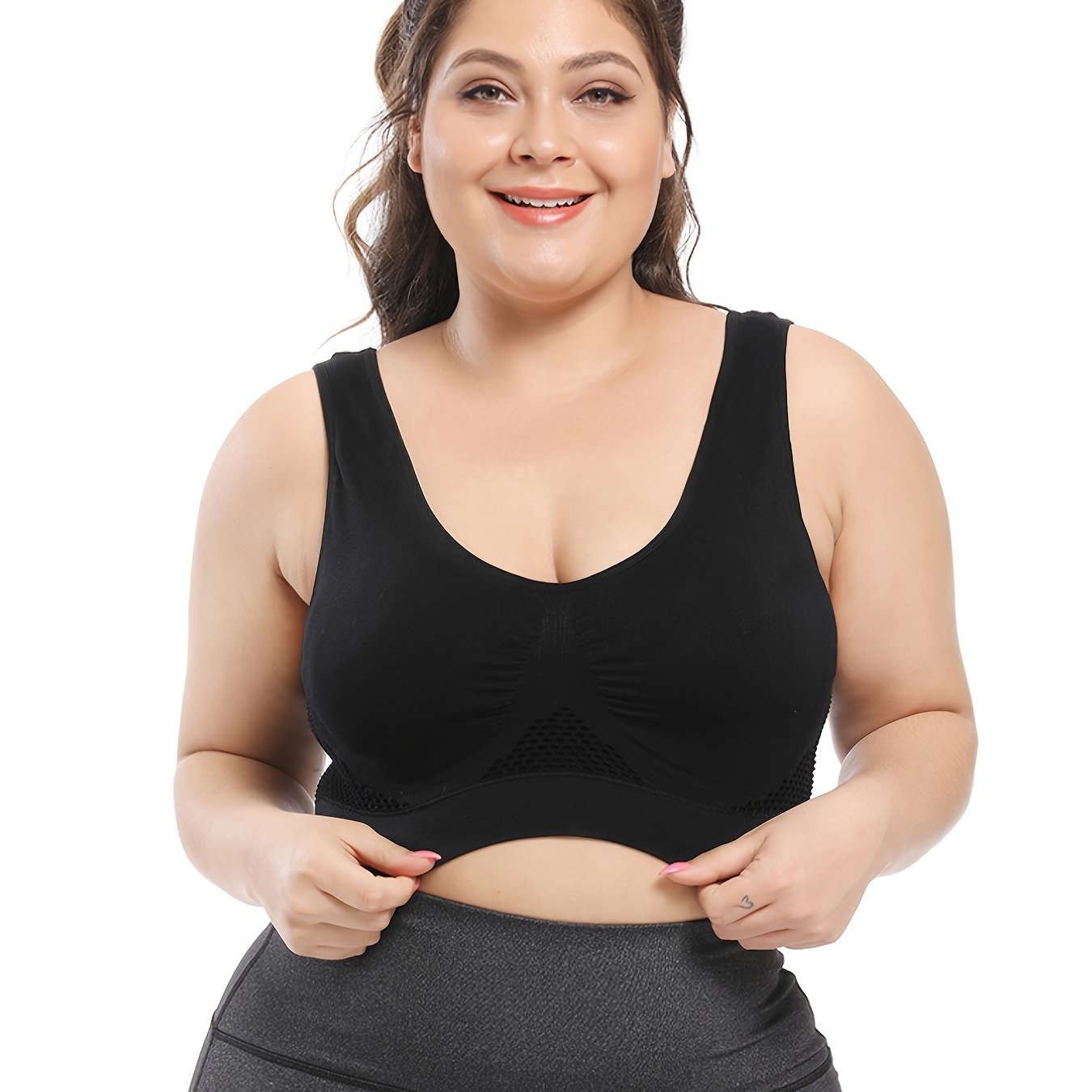 Sömlös sport-bh plus size – andningsbar med push-up & uttagbara inlägg
