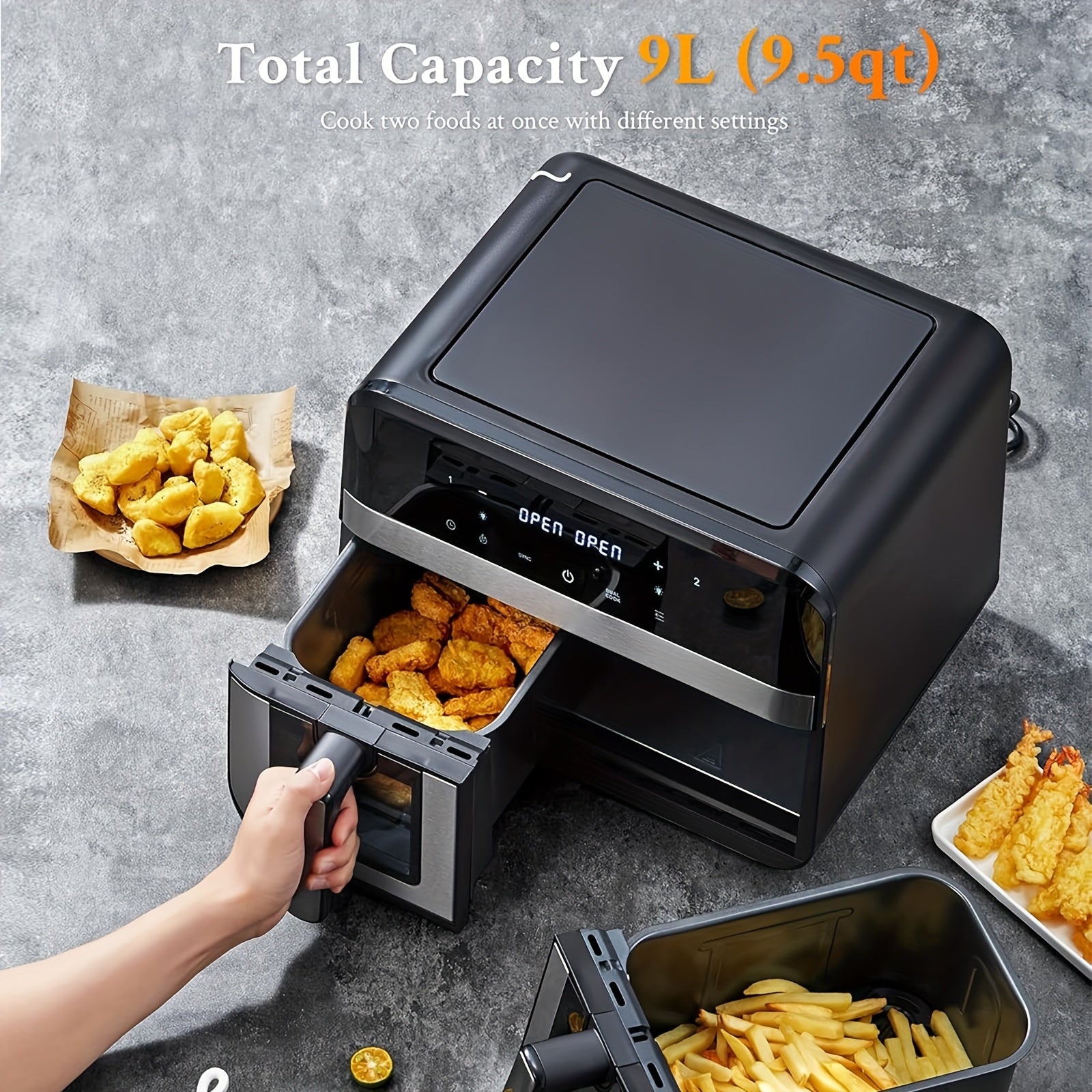 DubblaFritös™ – 9L Luftfritös med Touch och Timer