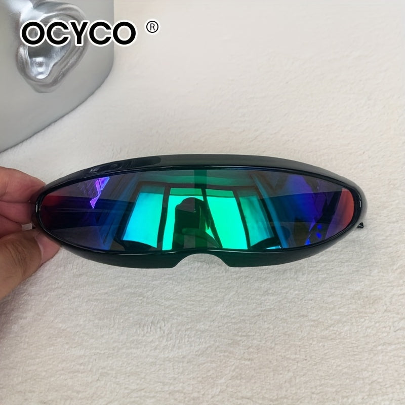 Futuristiska sci-fi glasögon – unisex med spegellinser & bred ram