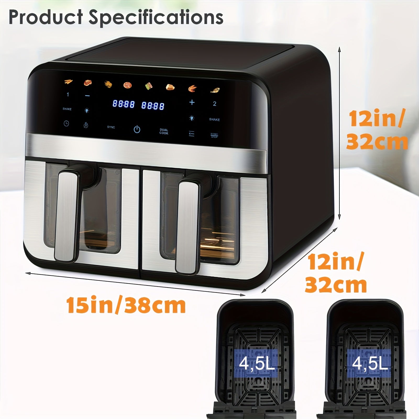 DubblaFritös™ – 9L Luftfritös med Touch och Timer