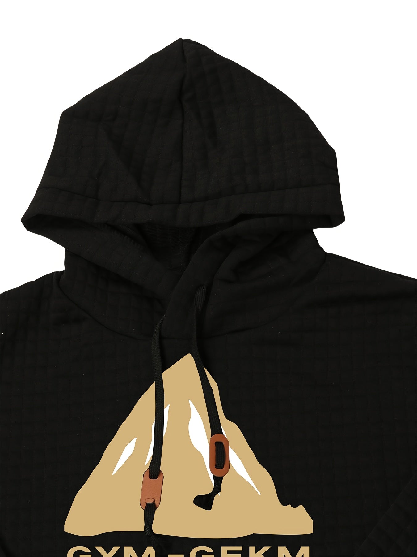 Bohemisk hoodie herr – rutigt långärmad pullover med orange detaljer