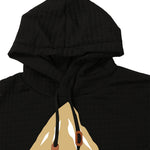 Bohemisk hoodie herr – rutigt långärmad pullover med orange detaljer