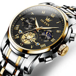 Klocka Andreas (klassisk herrklocka i stål med romerska siffror & månfas)