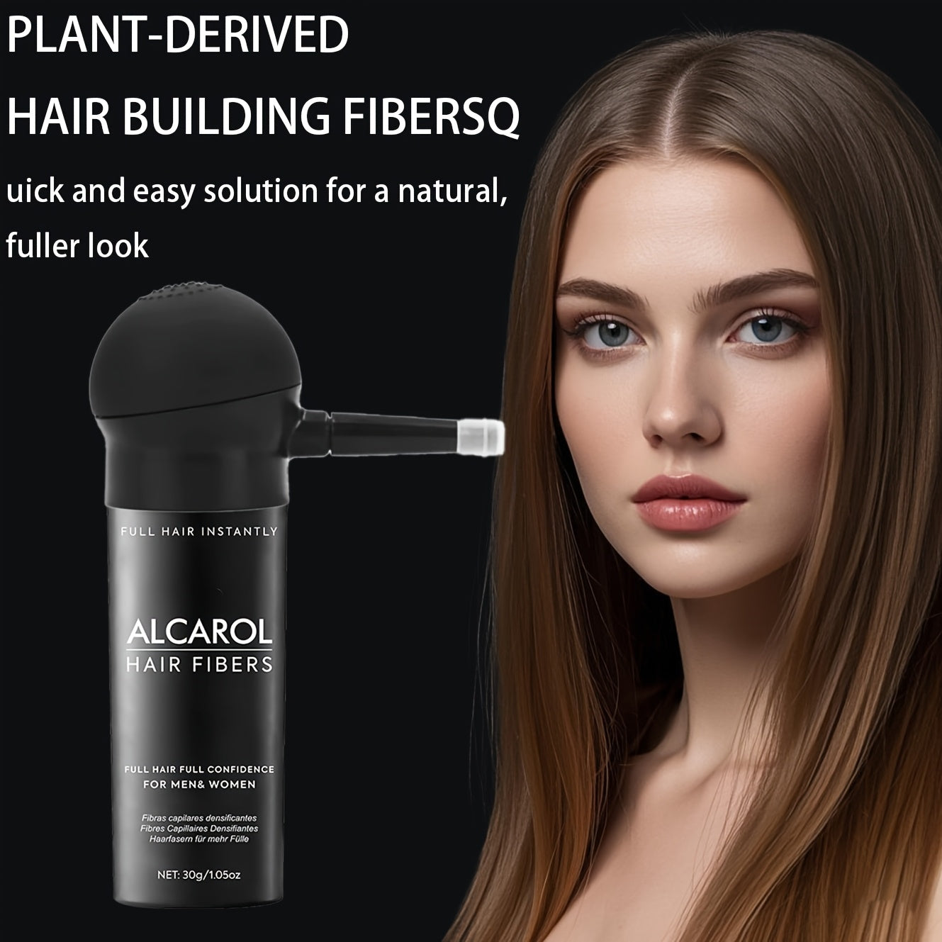 Hiusten paksuuntumiseen tarkoitettu kuitujauhe