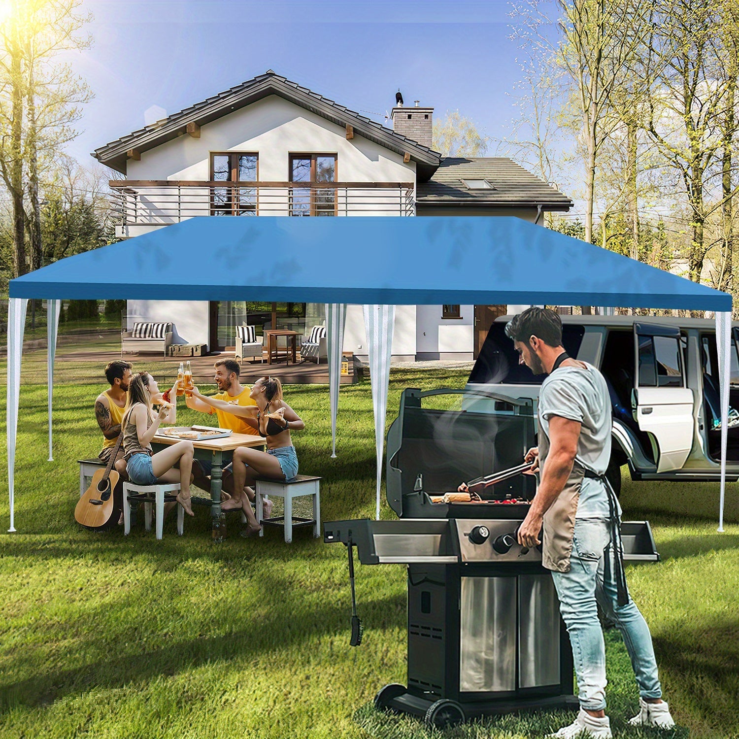 Pop-up tält 4 personer – automatiskt campingtält med solskydd