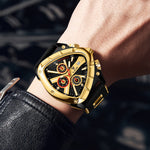 Klocka Per (herrklocka med polygonal design, kalender & nattbelysning)