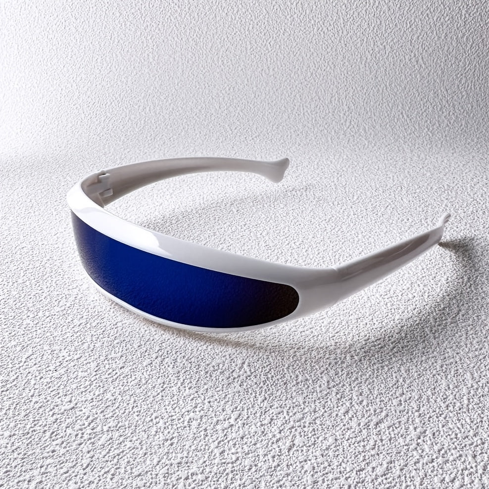 Sci-Fi Damglasögon – Vit Ram med Blå Linser