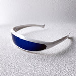 Sci-Fi Damglasögon – Vit Ram med Blå Linser