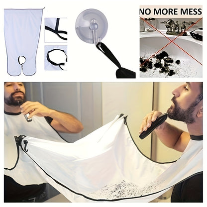 Skäggtrim™ – Skäggskydd med Justerbar Halsrem, Vit/Svart
