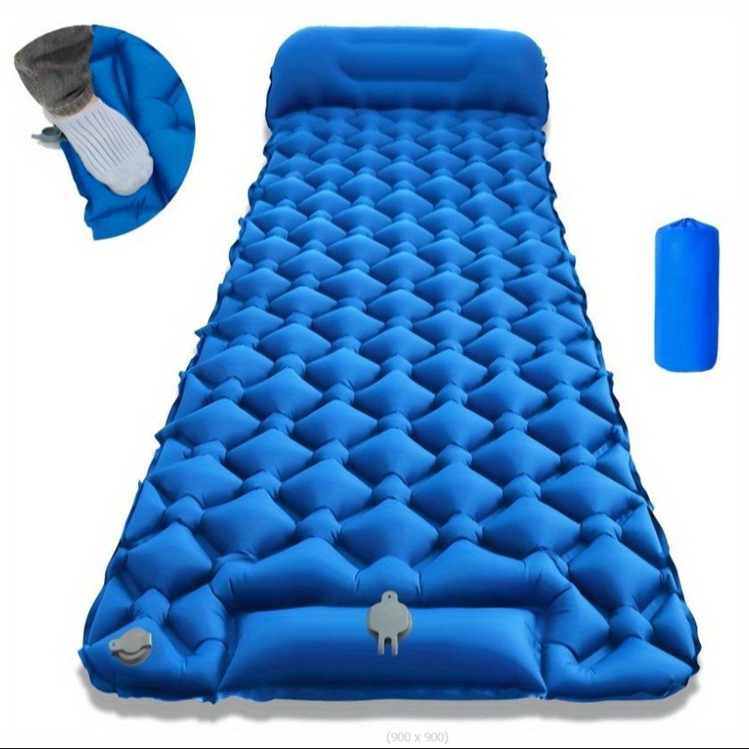 Ultralätt Uppblåsbar Campingmatta – Med Inbyggd Pump & Nackstöd