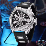 Klocka Tobias (herrklocka i guldfärg med kronograf & svart silikonarmband)