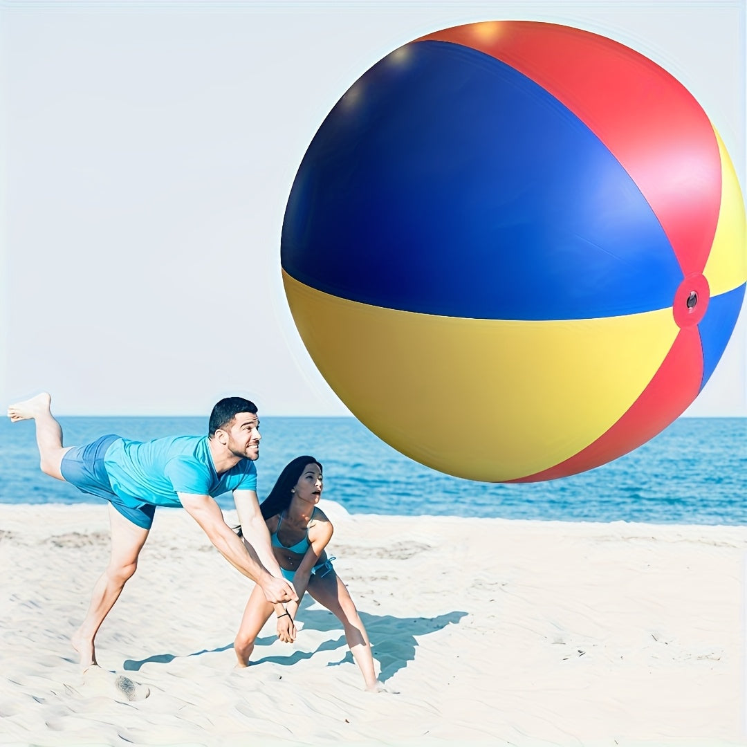 Kjempestor oppblåsbar ball – rød/gul/blå, strandspill