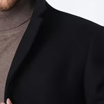 Herrkappa i Svart – Klassisk Höst/Vinterrock med Notchkrage