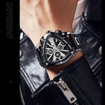 Klocka Tobias (herrklocka i guldfärg med kronograf & svart silikonarmband)