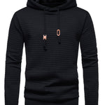 Bohemisk hoodie herr – rutigt långärmad pullover med orange detaljer