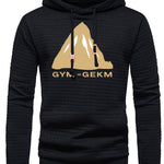 Bohemisk hoodie herr – rutigt långärmad pullover med orange detaljer