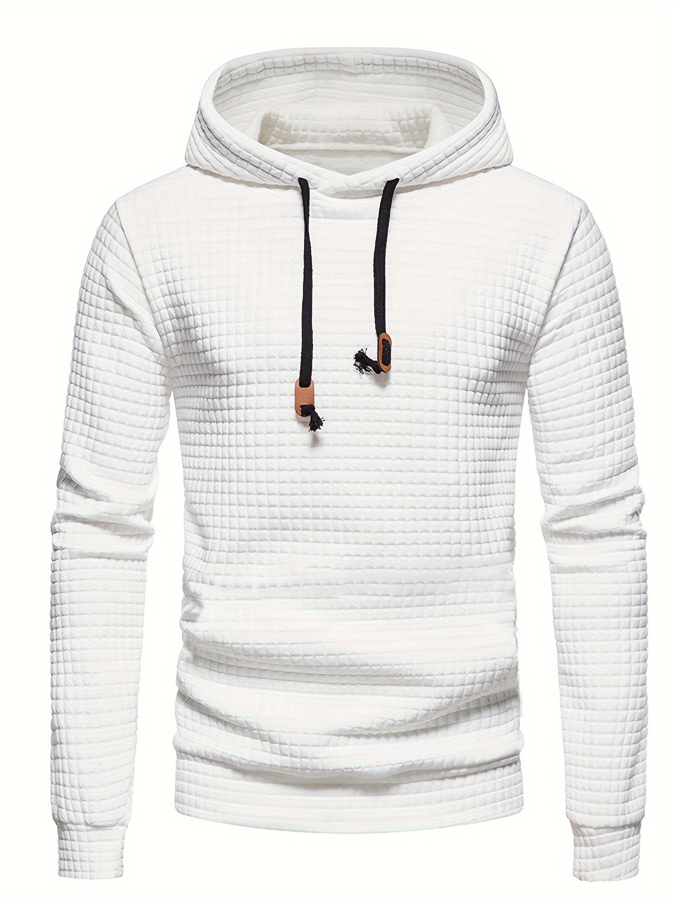 Bohemisk hoodie herr – rutigt långärmad pullover med orange detaljer